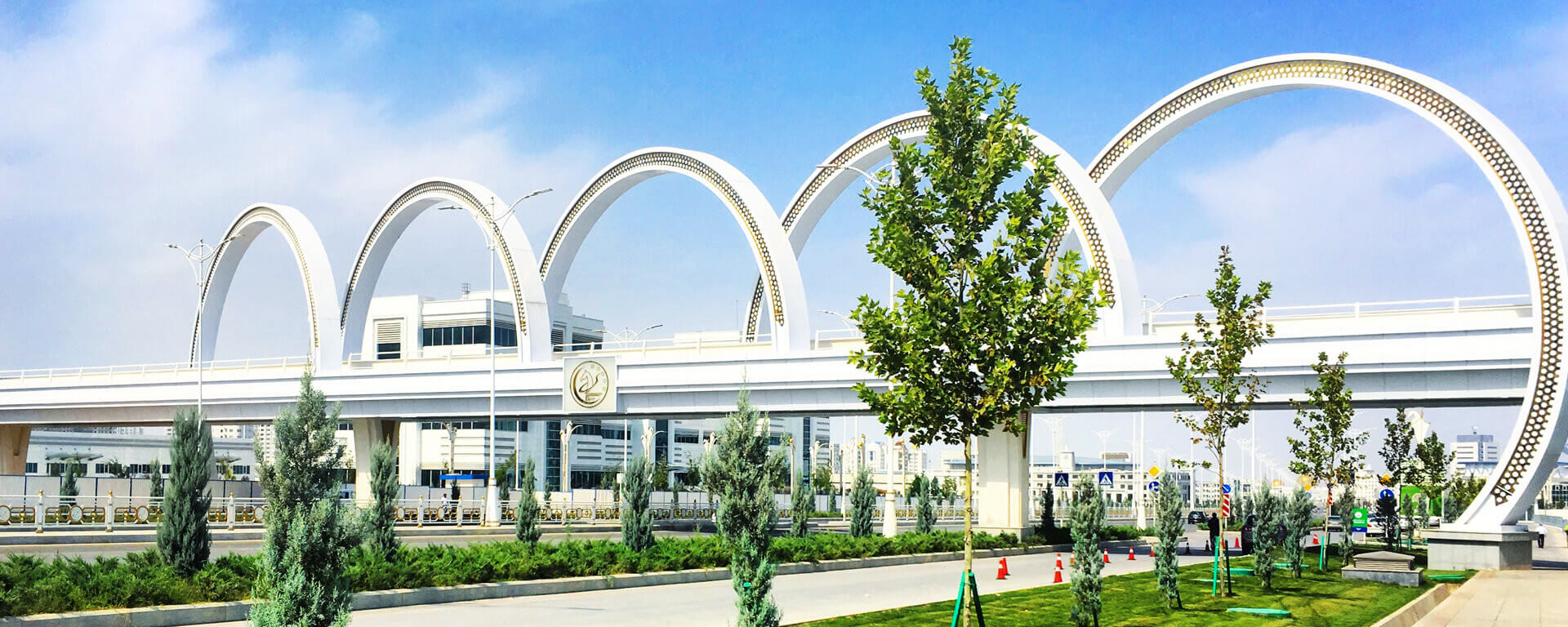 Ashgabat – A white marble wonderland with a backdrop of mountains.